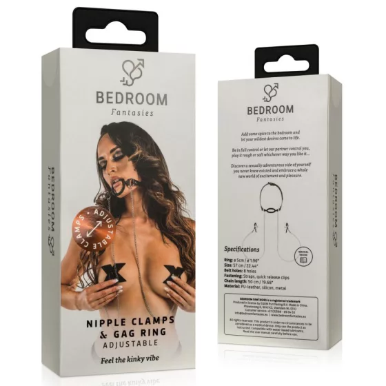 Bedroom Fantasies – láncos bimbócsíptető szilikon szájpeckelő karikával