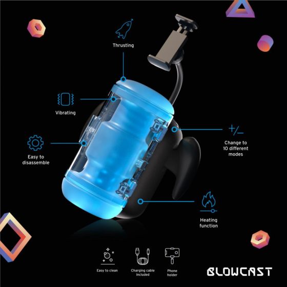 Blowcast Wingman Pro maszturbátor, fel-le mozgással, vibrációval, melegítő funkcióval