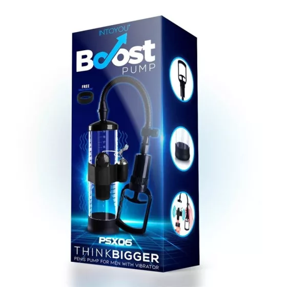 Boost PSX06 kétujjas péniszpumpa, vibrációval (áttetsző)