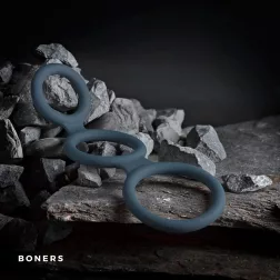 Boners – tripla péniszgyűrű szilikonból (kék)