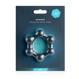 Boners – Hexagon acélmagvas péniszgyűrű (kék)