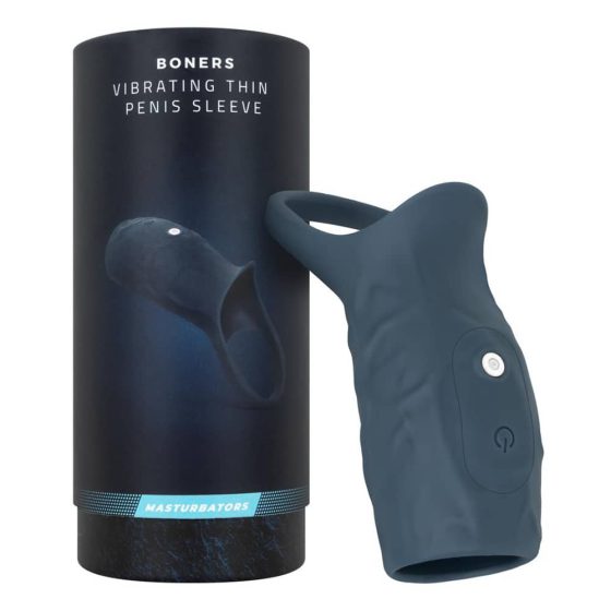 Boners vibrációs péniszköpeny, heregyűrűvel (kék)