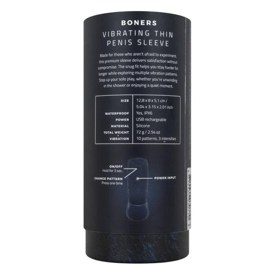 Boners vibrációs péniszköpeny, heregyűrűvel (kék)