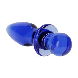   Christalino Rocker kúpos-gömbös análtágító, üvegből (kék)