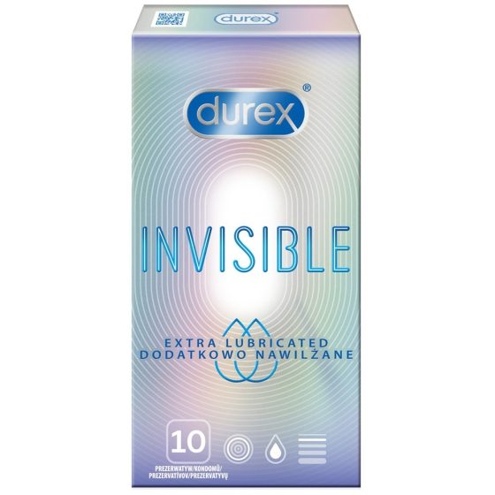 Durex Invisible Extra Lubricated vékony óvszer, extra síkosítással (10 db)