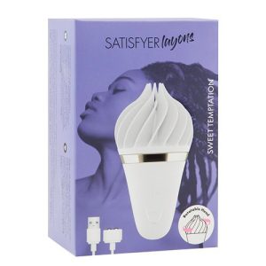 Satisfyer Lay-On Sweet Treat forgófejes csiklóizgató (fehér)