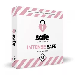   Safe – Intense Safe pöttyözött és bordázott felületű óvszer (36 db)