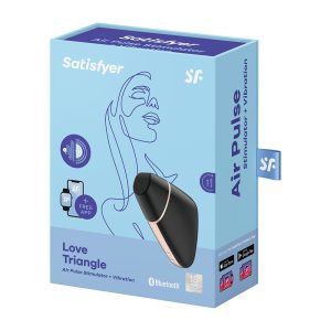 Satisfyer Love Triangle léghullámos csiklóizgató, vibrációval (fekete) (APP-OS)