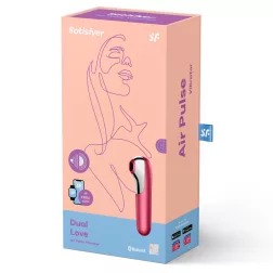   Satisfyer Dual Love vibrátor, légullámos csiklóizgatóval (piros) (APP-os)