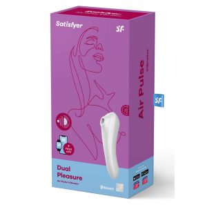 Satisfyer Dual Pleasure g-pont vibrátor, légullámos csiklóizgatóval (fehér) (APP-os)