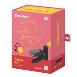   Satisfyer Double Fun párvibrátor, távirányítóval (fekete) (APP-os)