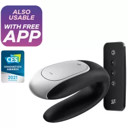   Satisfyer Double Fun párvibrátor, távirányítóval (fekete) (APP-os)