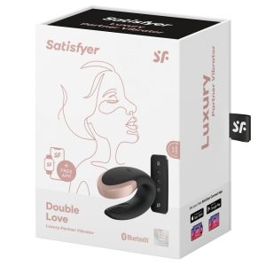 Satisfyer Luxury Double Love párvibrátor, távirányítóval (fekete) (APP-os)