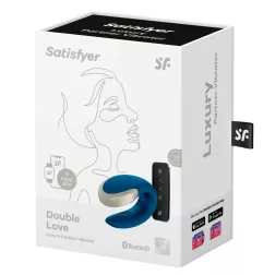   Satisfyer Luxury Double Love párvibrátor, távirányítóval (kék) (APP-os).