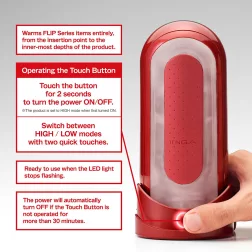   Tenga – Flip Zero maszturbátor (piros) + Flip Warmer betétmelegítő