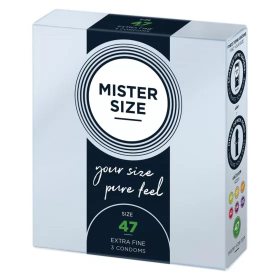 Mister Size – 47 - 3 db egyedi méretű, extra vékony óvszer (47 mm)