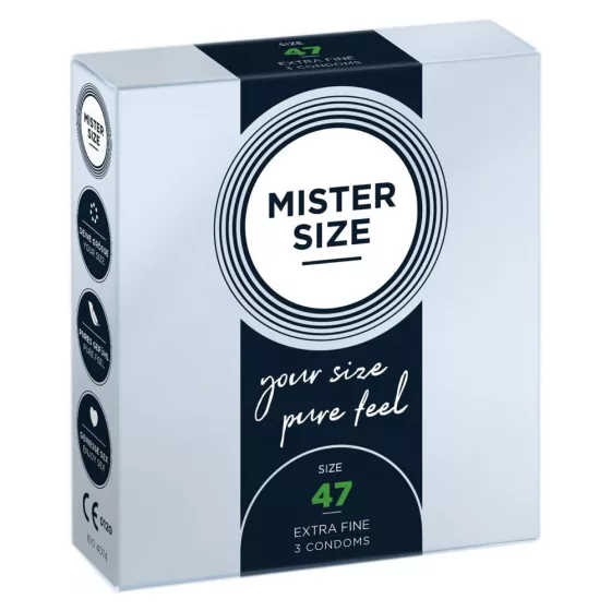 Mister Size – 47 - 3 db egyedi méretű, extra vékony óvszer (47 mm)