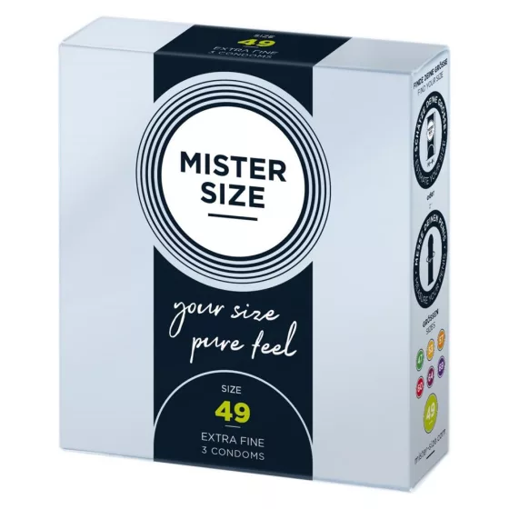 Mister Size – 49 - 3 db egyedi méretű, extra vékony óvszer (49 mm)