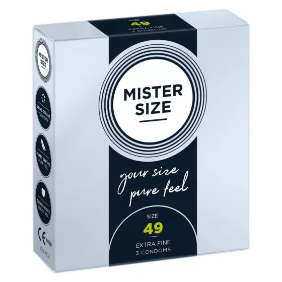 Mister Size – 49 - 3 db egyedi méretű, extra vékony óvszer (49 mm)