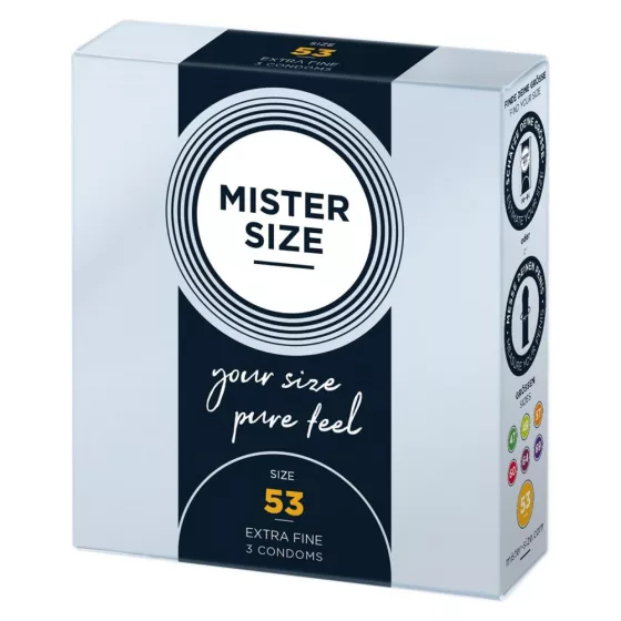 Mister Size – 53 - 3 db egyedi méretű, extra vékony óvszer (53 mm)