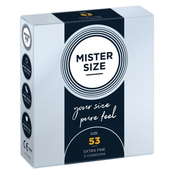 Mister Size 53. - 3 db egyedi méretű, extra vékony óvszer (53 mm)