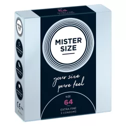   Mister Size – 64 - 3 db egyedi méretű, extra vékony óvszer (64 mm)