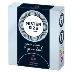   Mister Size – 64 - 3 db egyedi méretű, extra vékony óvszer (64 mm)