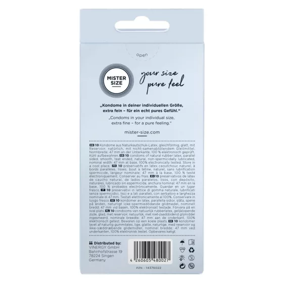 Mister Size – 47 - 10 db egyedi méretű, extra vékony óvszer (47 mm)