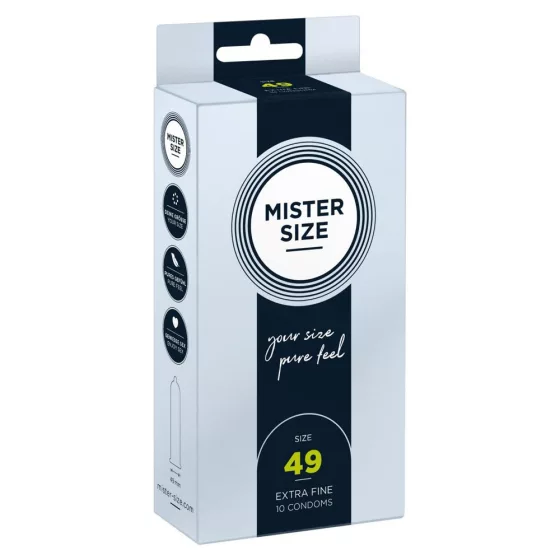 Mister Size – 49 - 10 db egyedi méretű, extra vékony óvszer (49 mm)