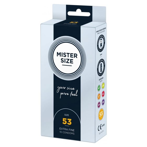 Mister Size 53. - 10 db egyedi méretű, extra vékony óvszer (53 mm)
