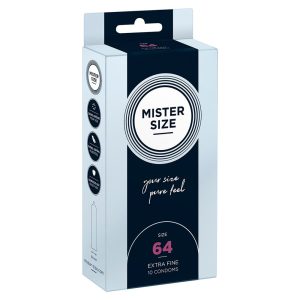 Mister Size 64. - 10 db egyedi méretű, extra vékony óvszer (64 mm)