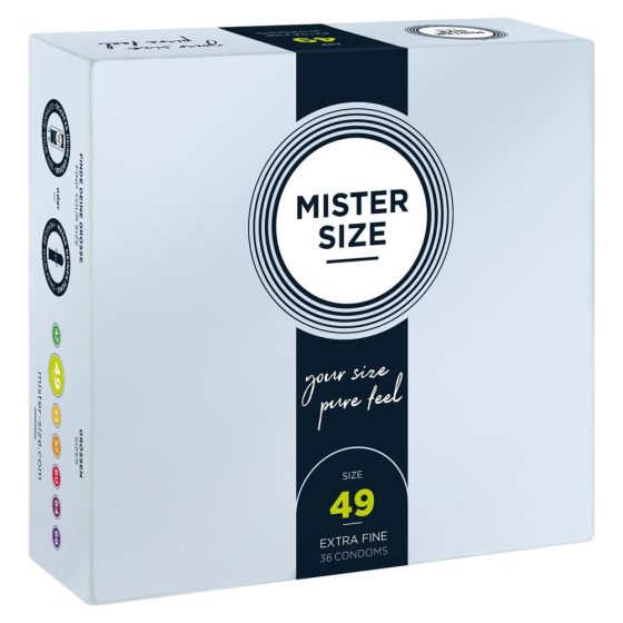 Mister Size 49. - 36 db egyedi méretű, extra vékony óvszer (49 mm)