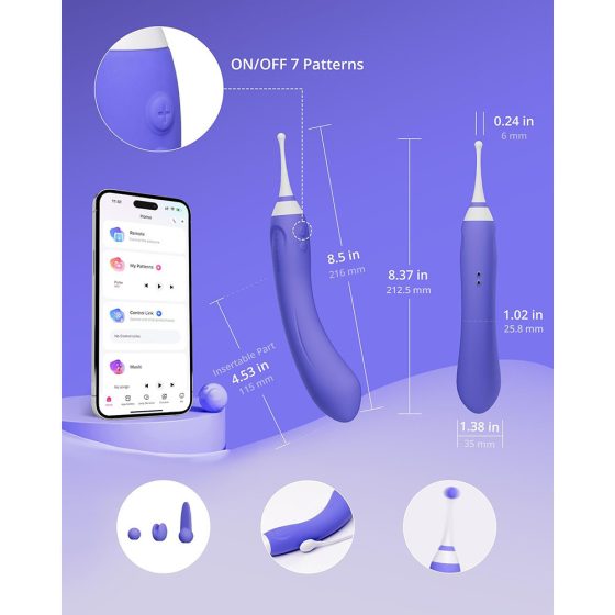 Lovense Hyphy 2in1 okos, G-pont és fókusz típusú csiklóvibrátor (lila) (APP-os)