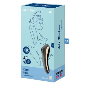 Satisfyer Dual Kiss vibrátor, léghullámos csiklóizgatóval (fekete)