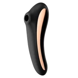   Satisfyer Dual Kiss vibrátor, léghullámos csiklóizgatóval (fekete).