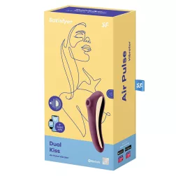   Satisfyer Dual Kiss vibrátor, léghullámos csiklóizgatóval (lila)