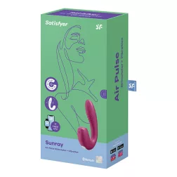   Satisfyer Sunray vibrátor, léghullámos csiklóizgatóval (piros) (APP-os)