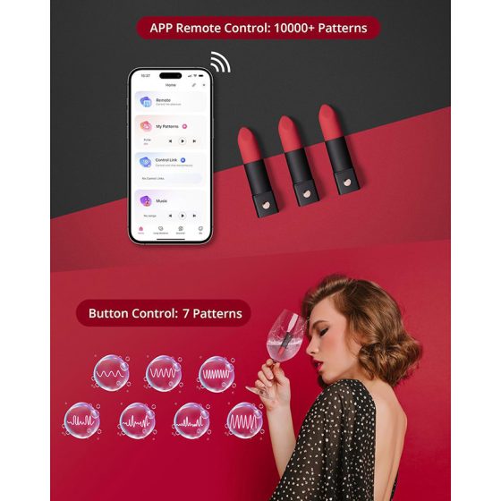 Lovense Exomoon okos rúzsvibrátor (fekete-piros) (APP-os)