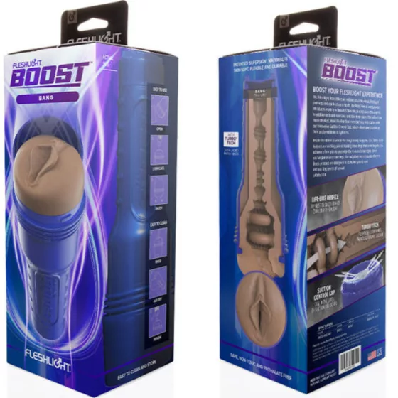 Fleshlight Boost Bang ultra realisztikus maszturbátor, punci nyílással (barna bőrszín)