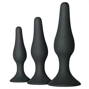 Easy Toys – 3 darabos szilikon anál dildókészlet (fekete).