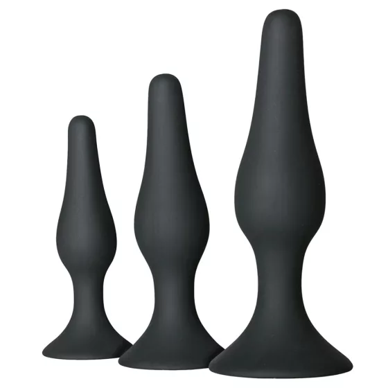 Easy Toys – 3 darabos szilikon anál dildókészlet (fekete).
