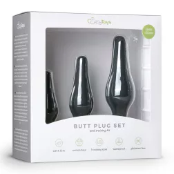   Easy Toys – 3 darabos szilikon anál dildókészlet (fekete).