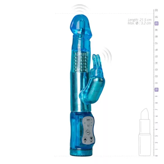Easy Toys – forgófejes klitoriszágas vibrátor szárán forgó gyöngysorral (kék)