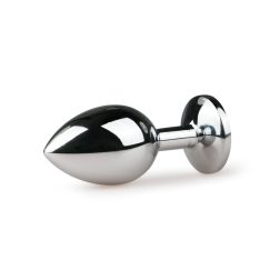   Easy Toys fém anál dildó, rózsaszín kristállyal (M méret, ezüst)