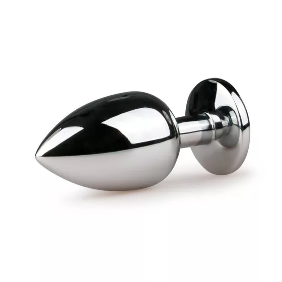 Easy Toys – fém anál dildó áttetsző kristállyal (L méret, ezüst)