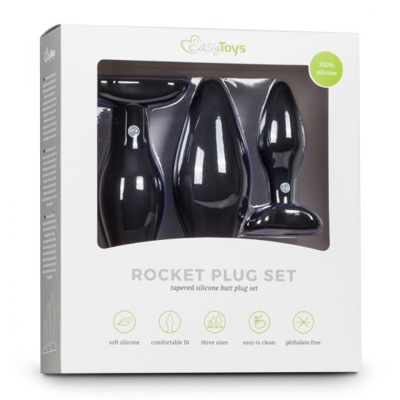 Easy Toys Rocket Plug Set 3 db-os anál dildó szett (fekete)