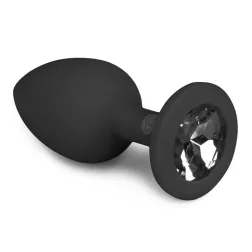   Easy Toys – szilikon anál dildó fekete, áttetsző kristállyal (S méret)