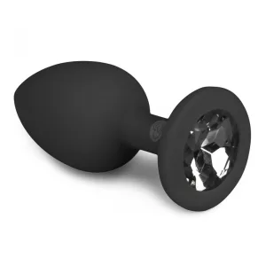 Easy Toys – szilikon anál dildó fekete, áttetsző kristállyal (S méret)