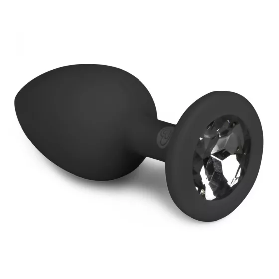 Easy Toys – szilikon anál dildó fekete, áttetsző kristállyal (S méret)