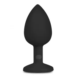   Easy Toys – szilikon anál dildó fekete, áttetsző kristállyal (S méret)